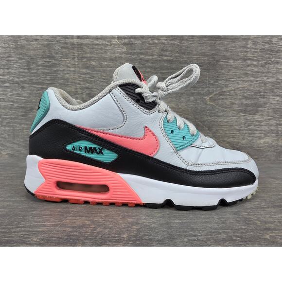 Nike Air Max 90 Leather GS 'Pure Platinum Lava Glow' Sneakers Size 4.5Y Kids - Picture 1 of 9